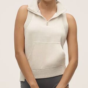 ANTHROPOLOGIE DAILY PRACTICE HALF-ZIP COLOR IVORY HEATHER SIZE S NWT